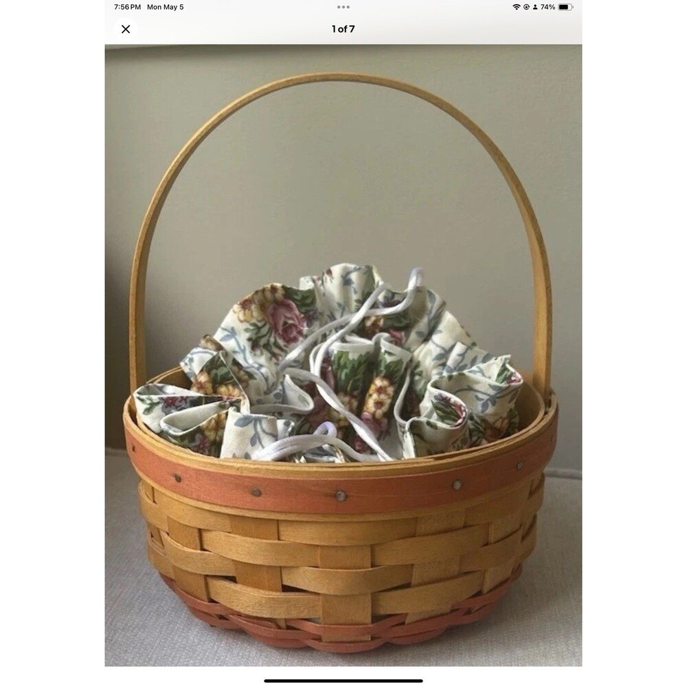 Longaberger 1998 Mother's Day Rings & Things Basket with Fabric Liner Vintage